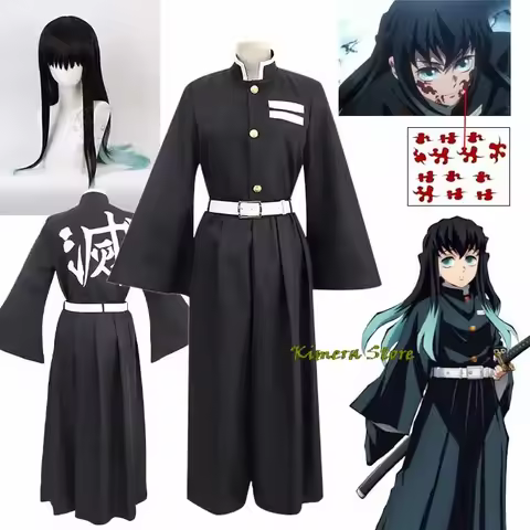 XT8Tokitou Muichirou Anime Cosplay Costume Uniform Wig Tattoo Sticker Suit Adult Kid@XT6！