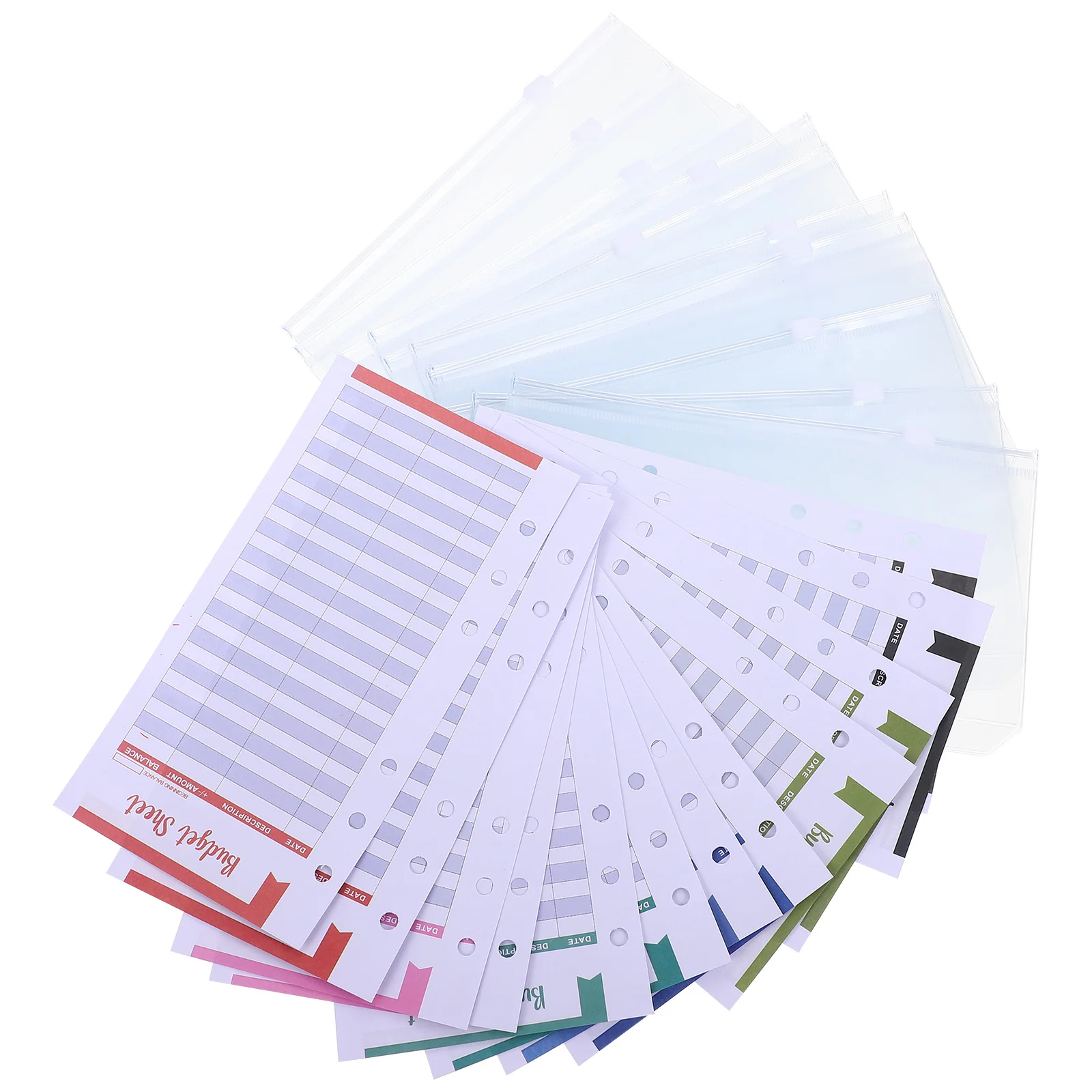24Pcs Clear PVC Budget Sheets A6 Binder Pockets Zipper Envelopes Expense Budget Inserts Organizer Binder Pockets