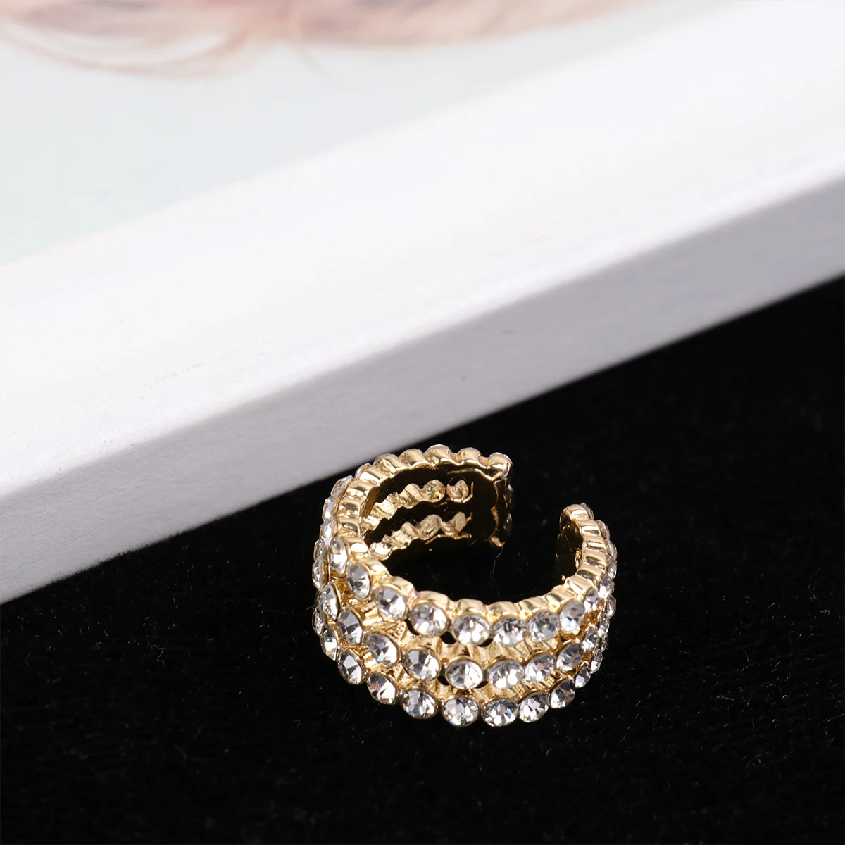 

Colored Ear Clips Rhinestone-embellished Earrings Jewelry for Women Pierced Ears Hoops Woman Colorful Sliver