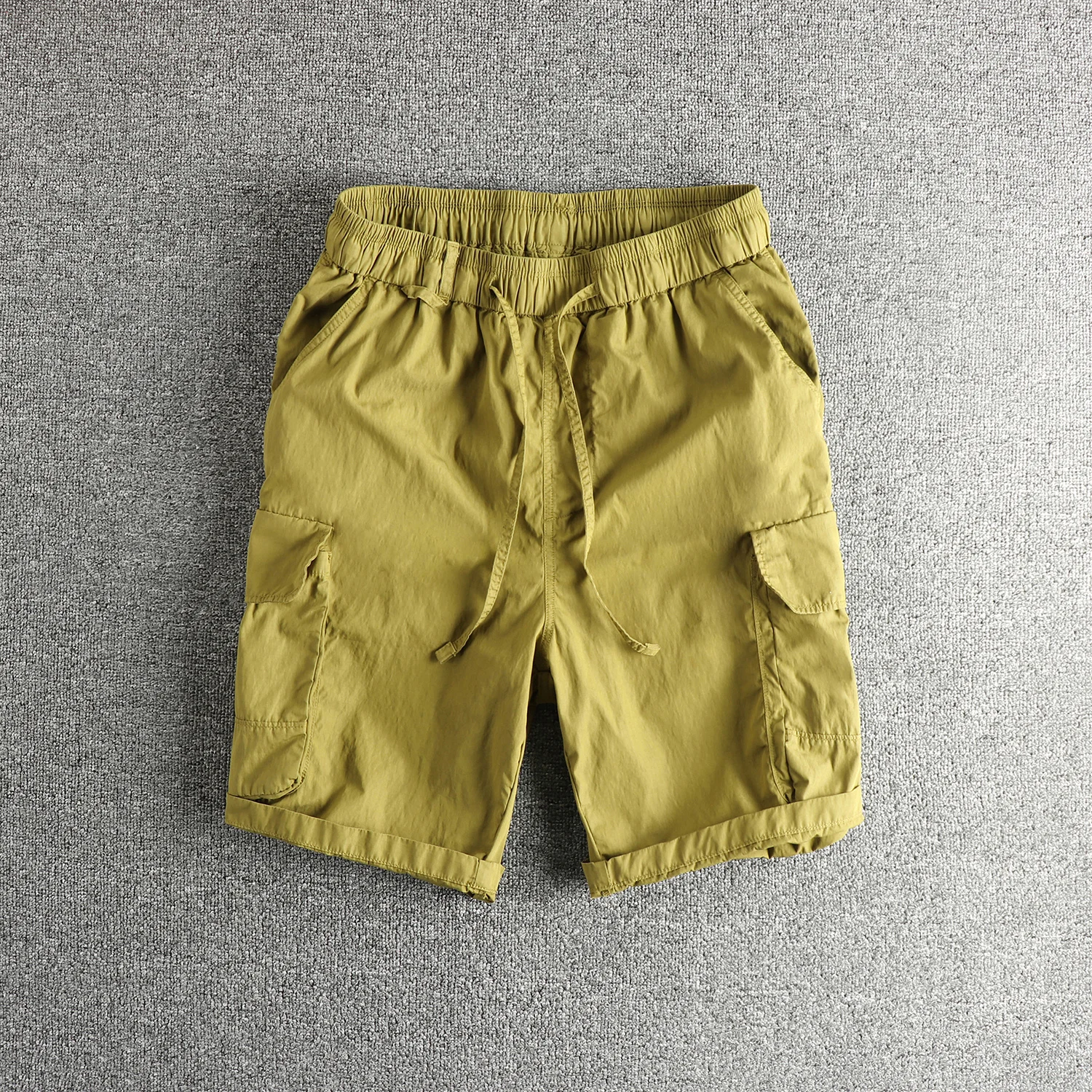 

Новые летние американские ретро шорты-карго с эластичной резинкой на талии, быстросохнущие уличные шорты-карго, мужские прямые свободные модные повседневные брюки «пять четвертей»