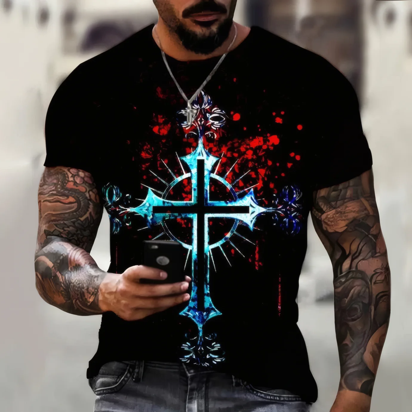 

Cross Summer Friday 3D printed sports shirts Quick-drying and breathable outdoor sports men add more sports shirts for men