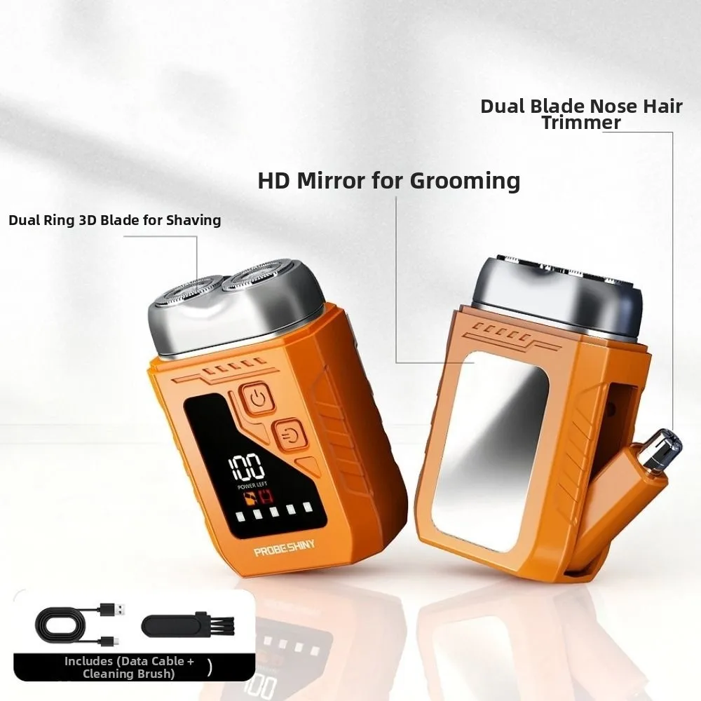 2in1 Mini Electric Shaver Digital Display Painless Portable Rotary beard grooming Double Head