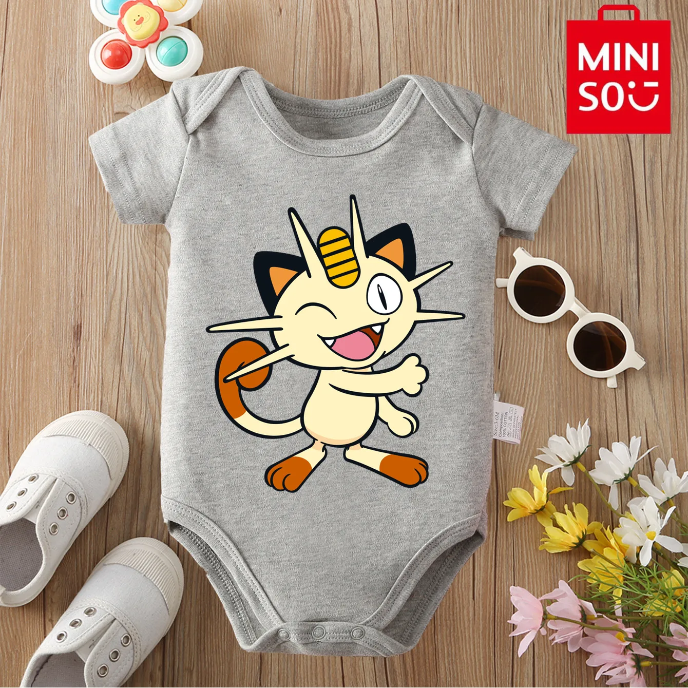 MINISO Pocket Monster Meowth-Body de estilo japonés para bebé, mono de algodón puro para recién nacido de 0 a 12 meses