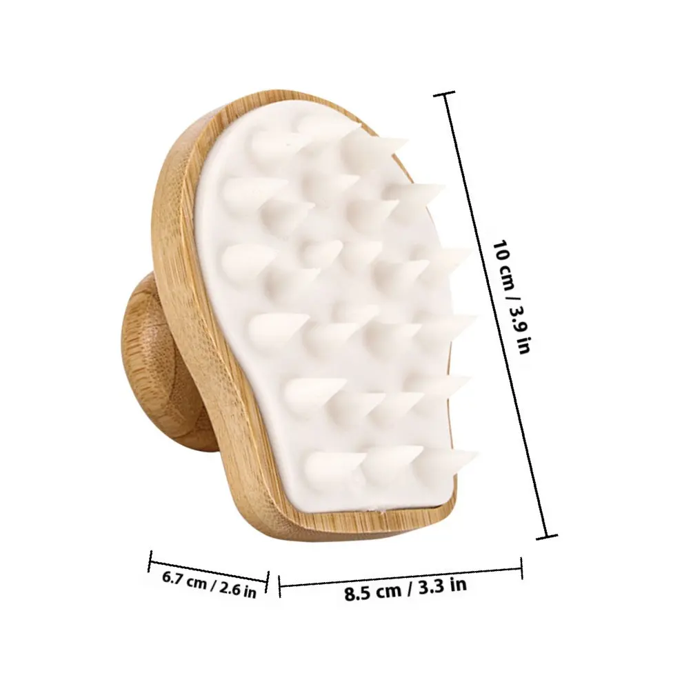 Bamboo Scalp Shampoo Brush – Soft TPR Hair Washing & Massaging Scrubber for Gentle Head Care