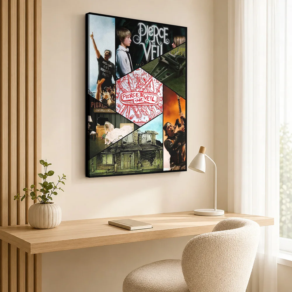 Pierce The Veil Album Collage Canvas Print Poster Bold Style Canvas Wall Art With Customized Photo For Bedroom Ideal Fan Gift