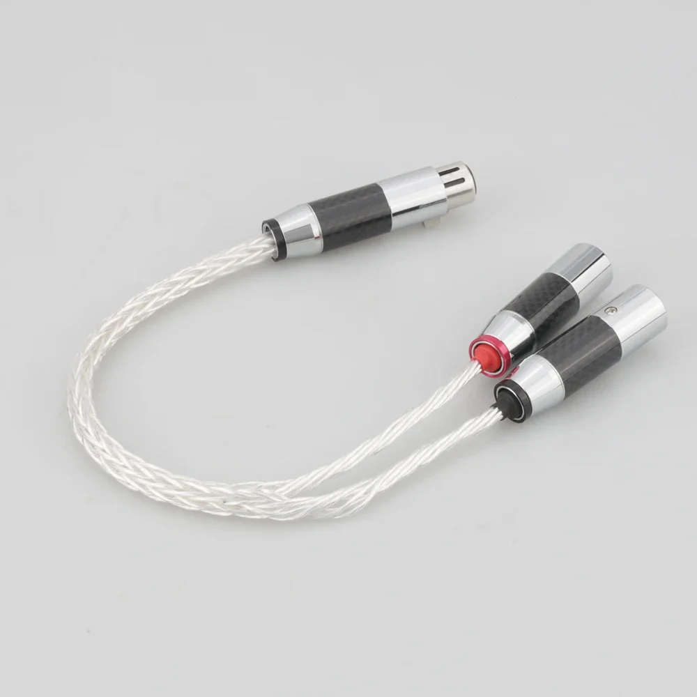 

8AG Silver Plated XLR Female to Dual XLR Male Y Splitter 3Pin Balanced Microphone Cable Rhodium Plated XLR Plug HIF