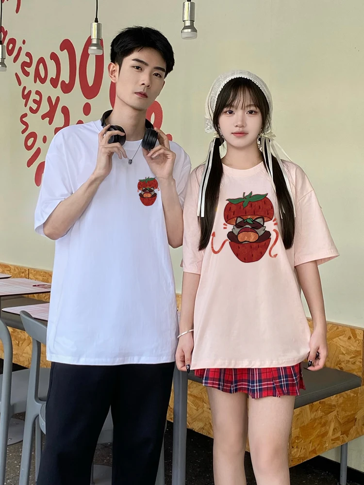 イチゴ犬柄 Tシャツ夏シーズン 2025 新しいカジュアル通気性半袖