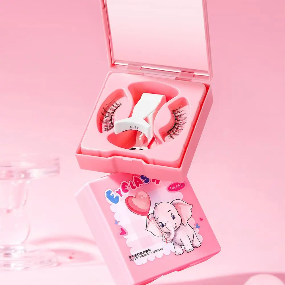 1 ペア再利用可能な磁気まつげナチュラル厚いノーメイクピンセット接着剤ツール磁気付きレイジーに優しい必要不可欠な P6E6