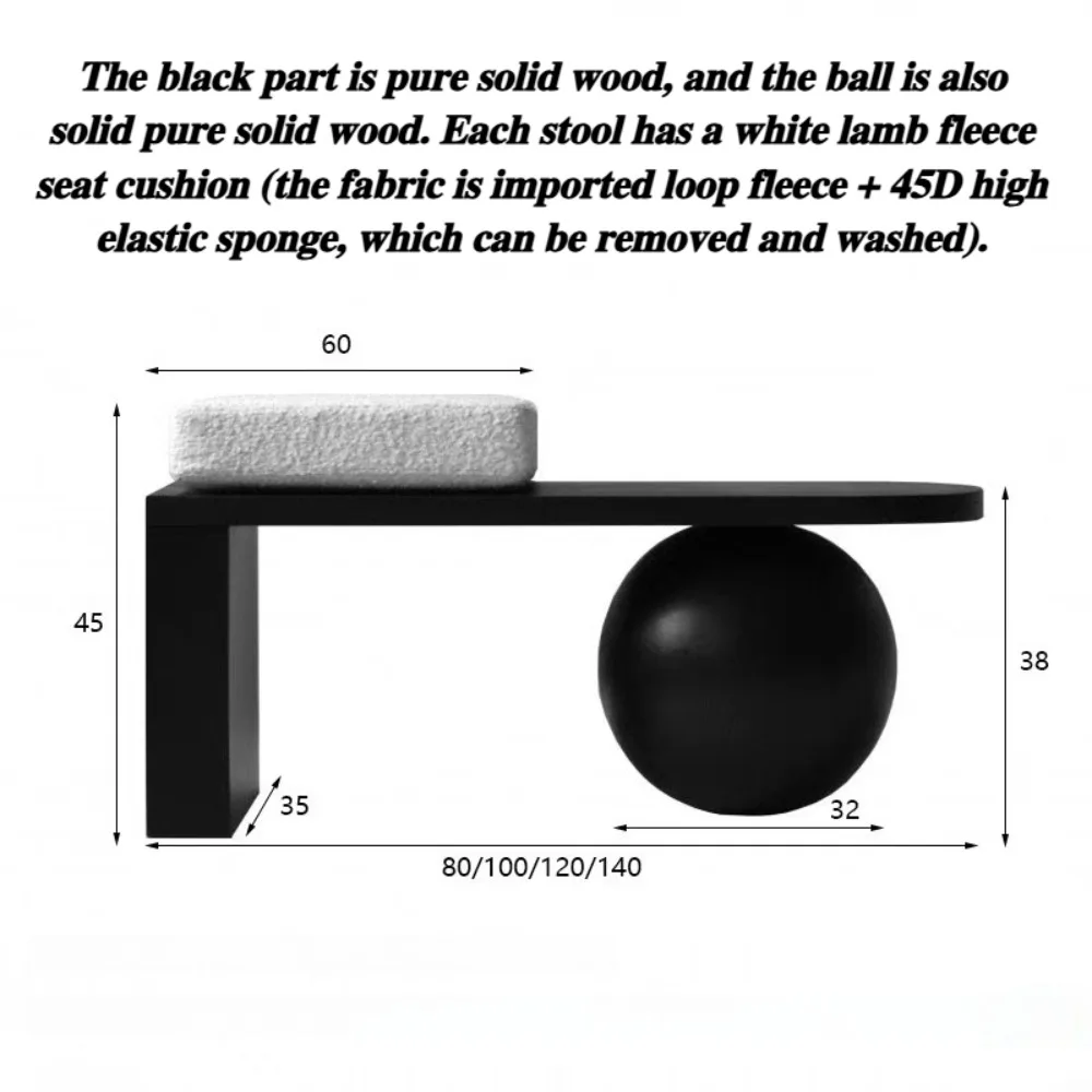 مقعد خشبي إسكندنافي أسود عثماني فاخر لغرفة المعيشة حذاء حديث تغيير البراز تصميم فني أثاث منزلي متعدد الوظائف #6