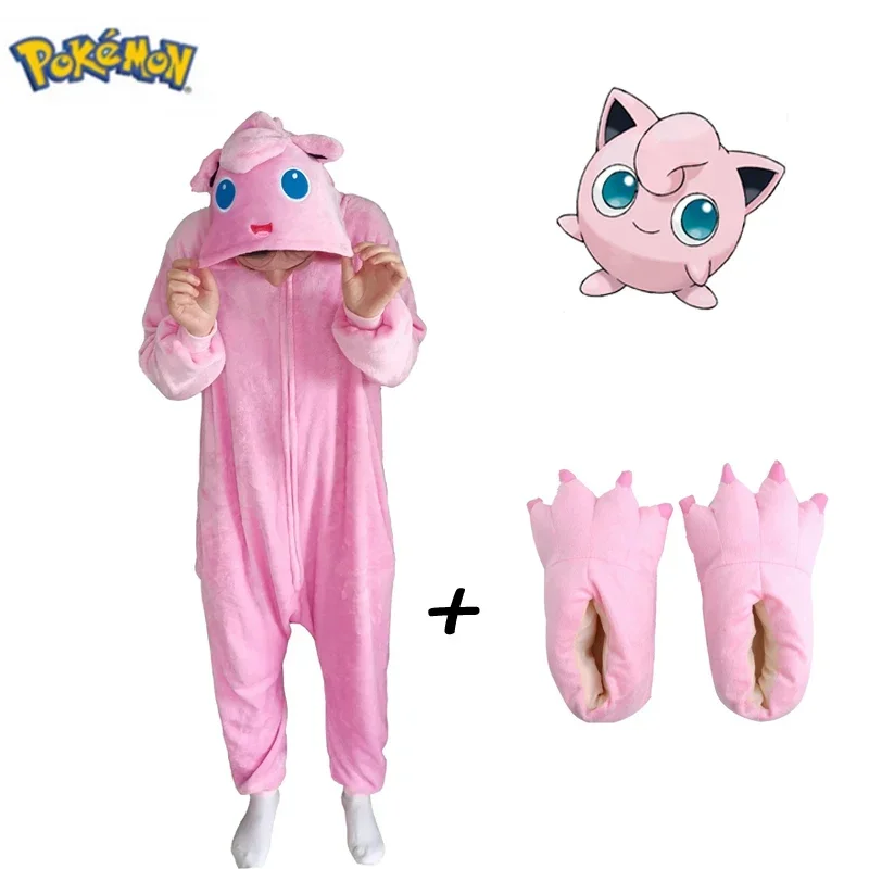 Pink Jigglypuff Onesie Sippers Pajamas Cosplay Costume for Halloween Full Body Pijamas One Piece Suit Birthday Gift