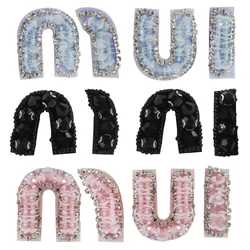 1set Rhinestones Beaded Sequin Sew on Patches for Clothing Decor Alphabet n I Applique English Letter Patch DIY Craft Supplies