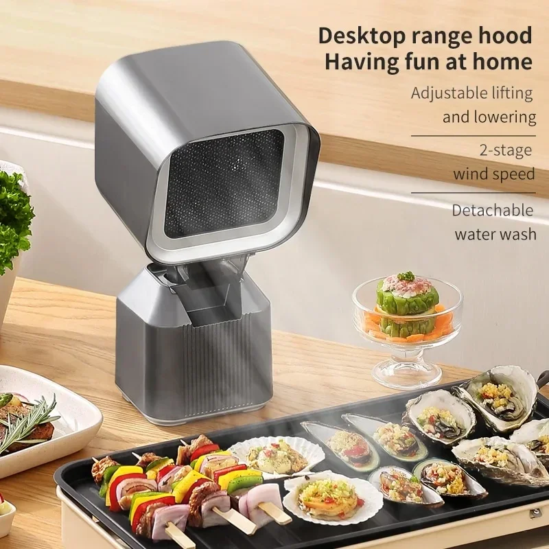 Portable mini range hood, small exhaust fan, outdoor camping hot pot and barbecue divine tool, desktop range hood for BBQ