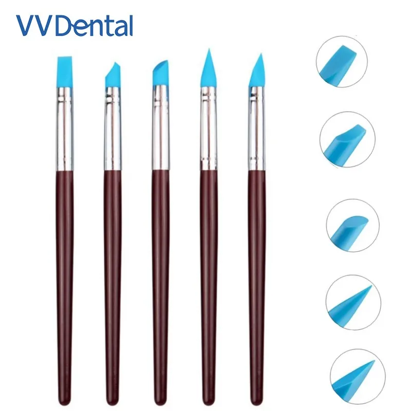 5 Pcs Dental Resin Brush Pens Dentistry Shaping For Adhesive Porcelain Teeth Composite Cement Adhesive Dentist Oral Tools