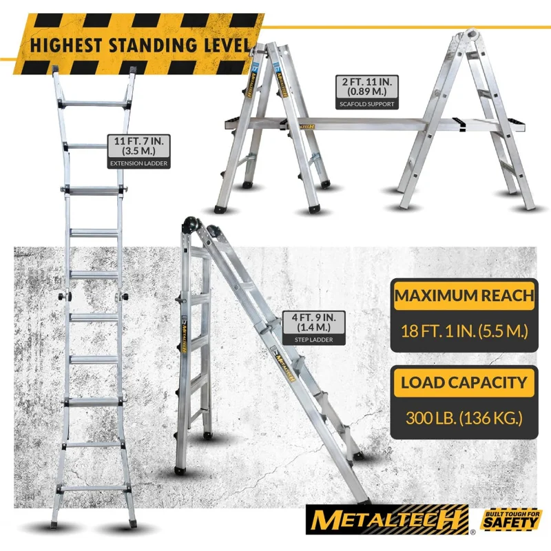 

(UUX)E-MTL7100AL Jobsite Series 18-ft.-Reach Aluminum Telescoping Multi-Position for Home Improvement and Construction, UZ