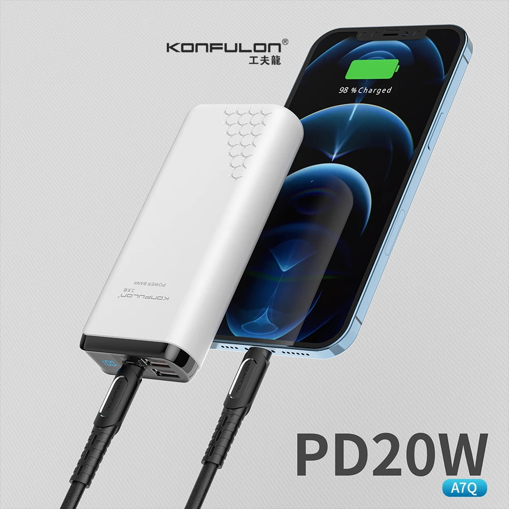 KONFULON Power Bank Portable 20000mAh 22.5W Fast Charger Large Capacity External Auxiliary Battery Powerbank for iPhone 12 13 14