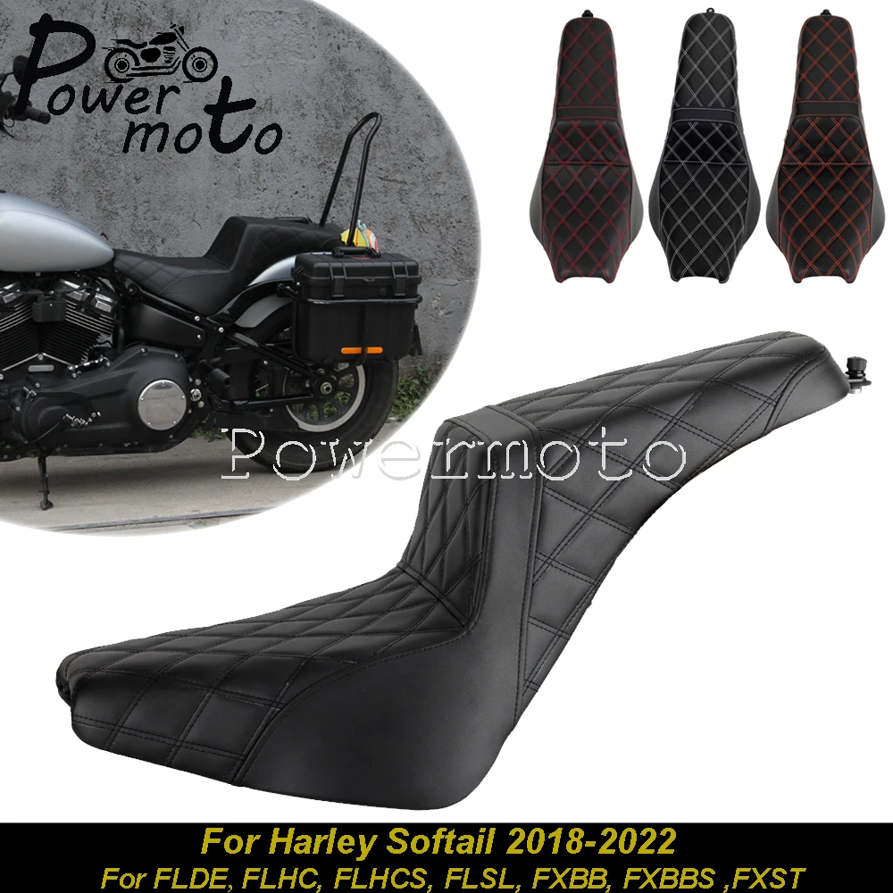 Motorcycle Driver Front Rear Passenger Seat Two Up Seat For Harley Softail FLDE FLHC FLHCS FLSL FXBB FXBBS FXST 2018 2019 20-22