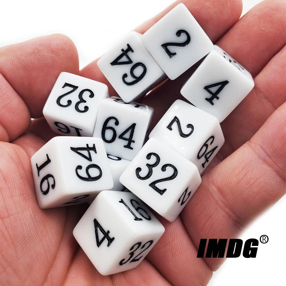 10pcs/Pack 16mm Acrylic Multiples Double Digital Dice D6 Cream Beige White Square Corner Cubes Teaching Game