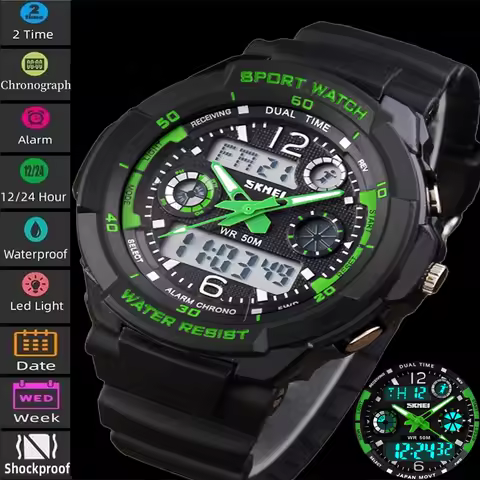 Skmei Kid's Digital Sport's Watches Boy Girl Fashion Dual Time Children Led Waterproof Electronic Wristwatch Relogio Masculino