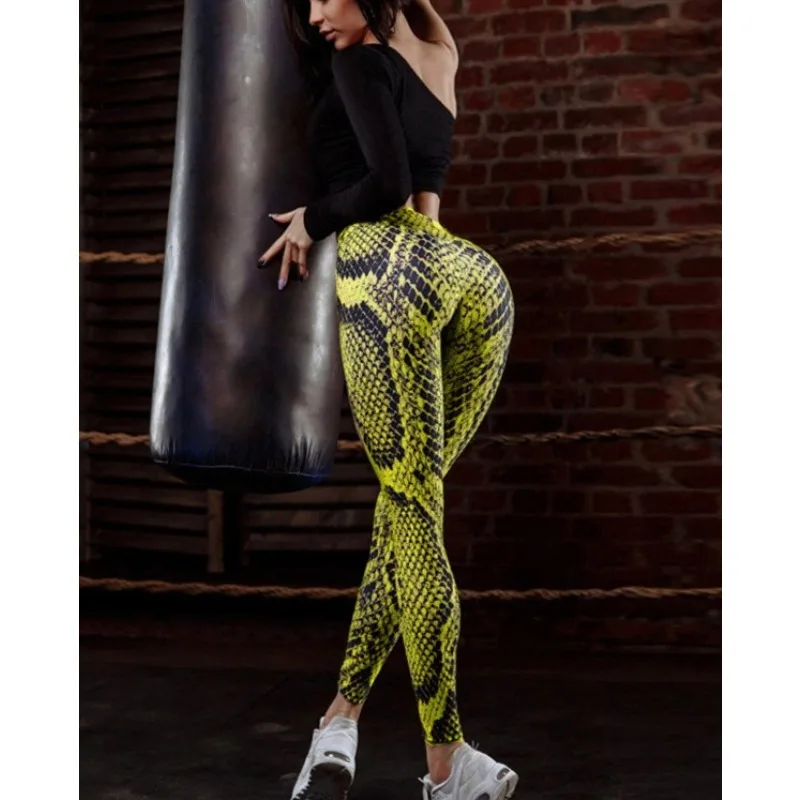 

Krisnanas Snake Print Leggings for Woman 2025 Skinny Fitness Butt Lifting High Waist Stretchy Seamless Exercise Pants 73965