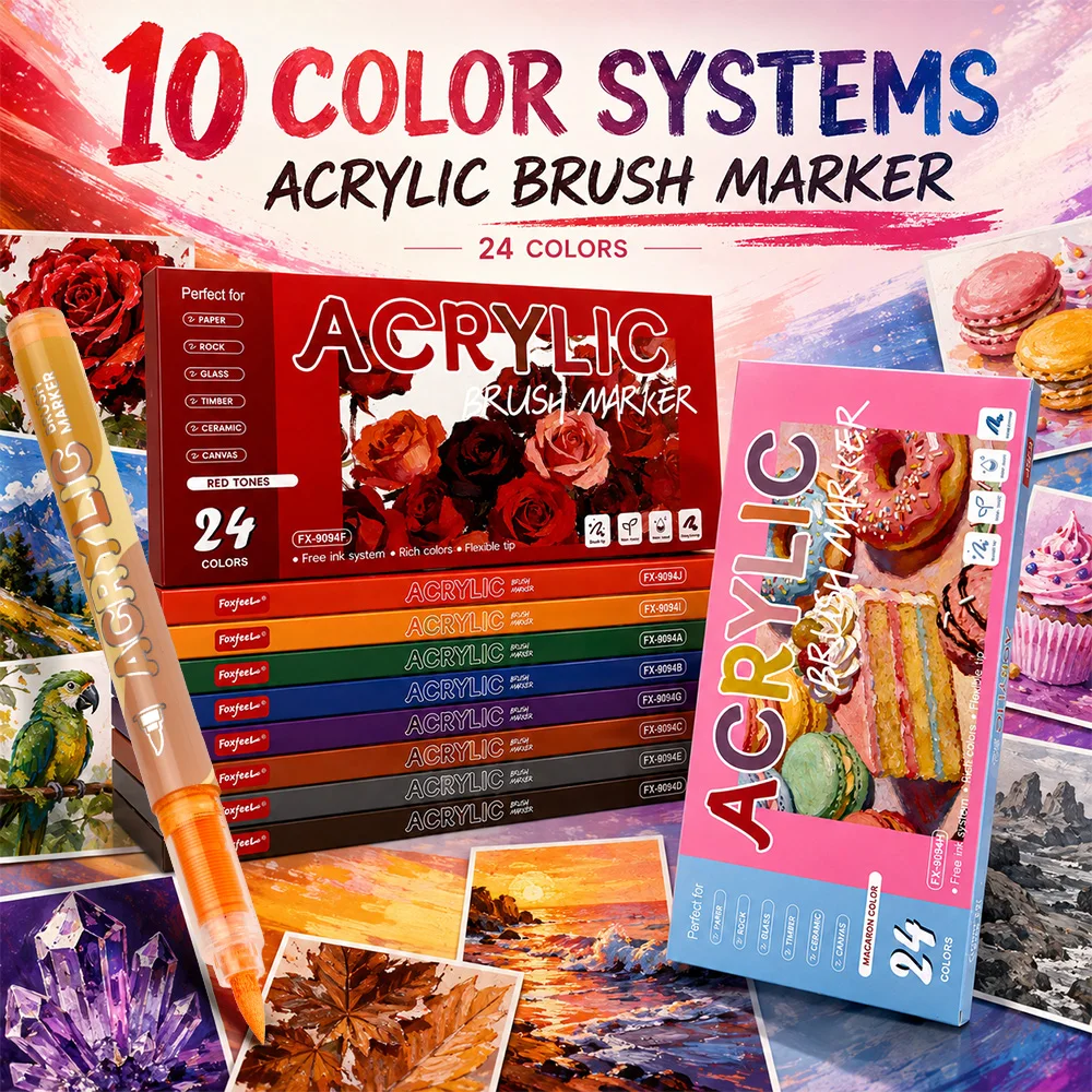 1 Piece Multi-Color Multi-Theme Set of Acrylic Soft-Tip Markers, Waterproof, Quick-Drying, High Coverage, Layerable, Non-Bleeding, Long-Lasting, Non-Fading, DIY Hand-Painted on Stones, Flower Pots, Canvas Bags, Shoes, Ceramics, Glass, Wood, Plastic, Metal Surfaces, Graffiti, Painting Markers, Art Enthusiasts, Craft Experts, Journaling, Outdoor Decorative Painting, Wall Art, Handmade Painting, Complete Set of Art Stationery Gifts