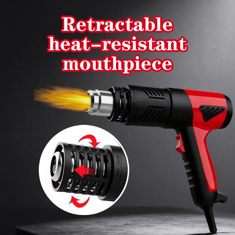 2000W High Power Adjustable Heat Gun With Retractable Heat Shield For Auto Vinyl Wrap Window Tint Tool