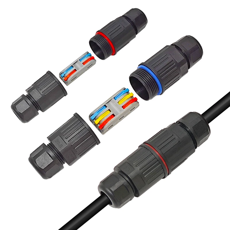 IP68 Waterproof 2/3 Pin Wire Connector, Solderless Quick Connect Terminal for LED Lamp & Outdoor Lighting Cable Connector