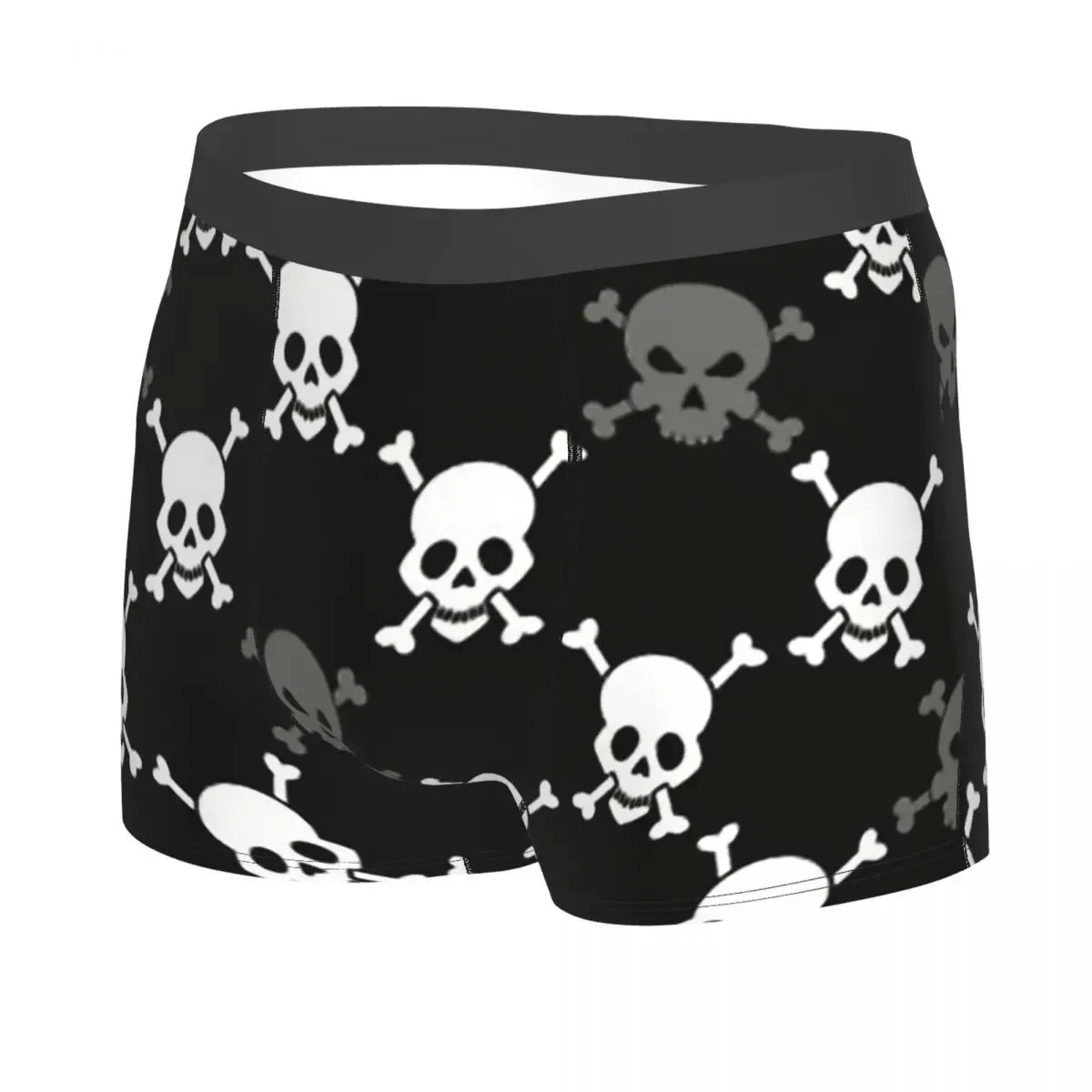 Gray And White Man's Boxer Briefs Skeleton Skull Bone Highly Breathable Underwear High Quality Print Shorts Gift Idea