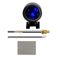 2 in 1 12V 24V Round Led Digital Car Truck Water Temp Gauge Temperature Sensor Temperatura Moto Voltage Meter Blue