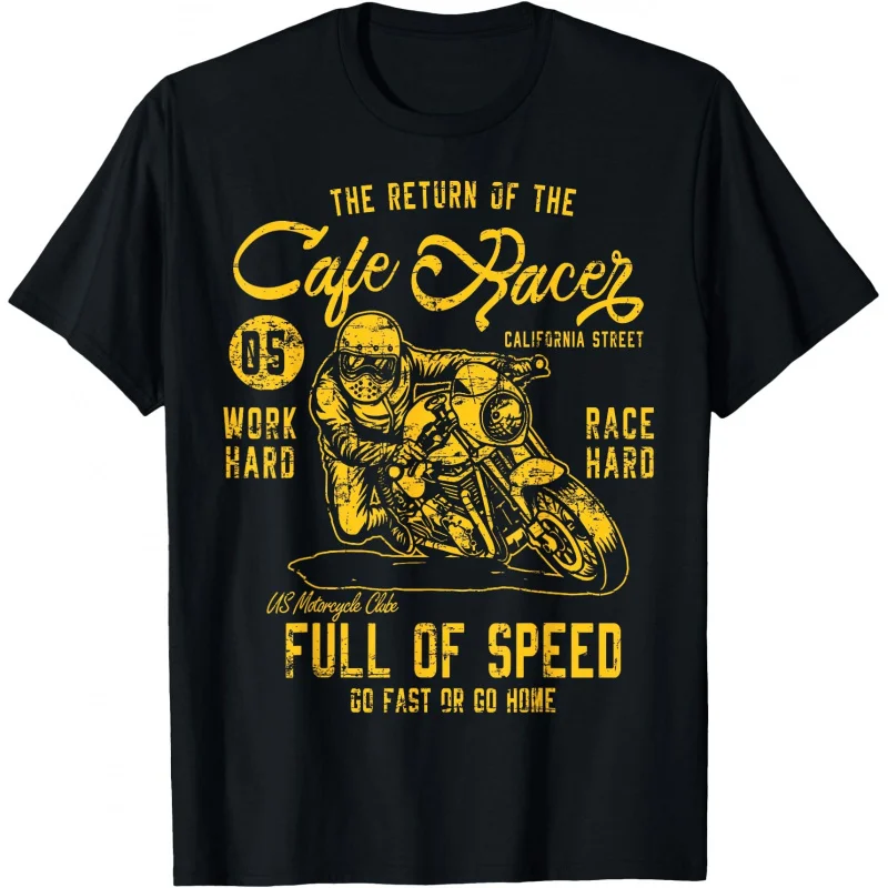

0419 Vintage Motorcycle Retro Cafe Racer Gift T-Shirt for Racing bikers 100% cotton printed Graphic clothes All size Tee 6XL