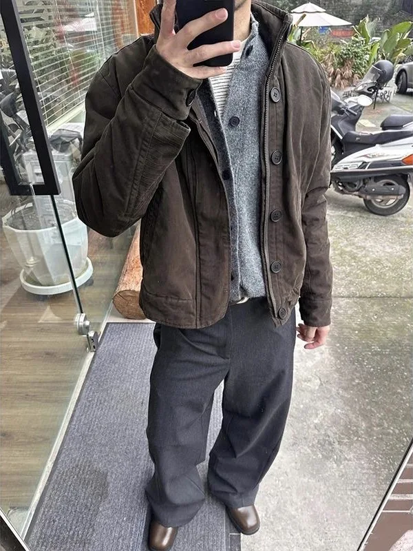 

Мужская зимняя утепленная куртка из хлопка с мехом ягненка, в американском стиле, свободного кроя, с капюшоном, рабочая одежда, модное хлопковое пальто с подкладкой