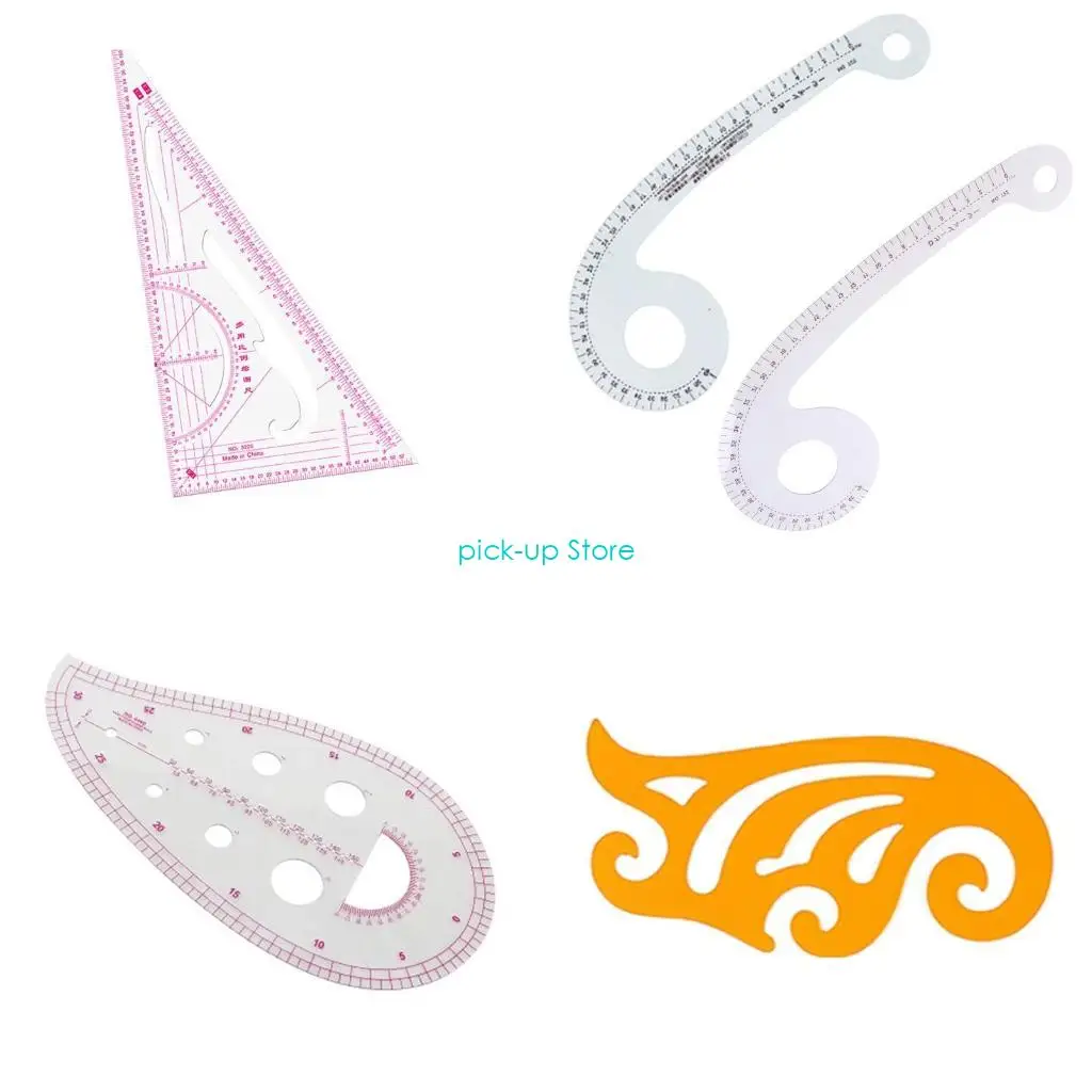 Q5WA Righello da cucito multifunzione Righello per francesi in plastica trasparente misura Righello per design