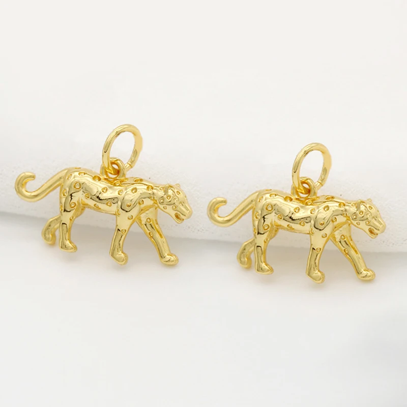 BenS Brass Leopard charms for Jewelry making Gold plated animal pendants DIY handmade Jewelry accessories wholesale P22