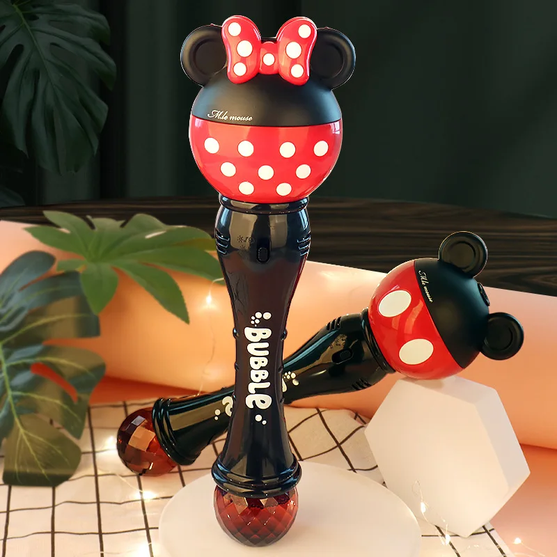 Mickey Cartoon Nieuwe Bubble Machine Jongens en Meisje Magische Stok Speelgoed Nieuwe Mickey Mouse Minnie Elektrische Zeepbellen Cadeau voor kinderen