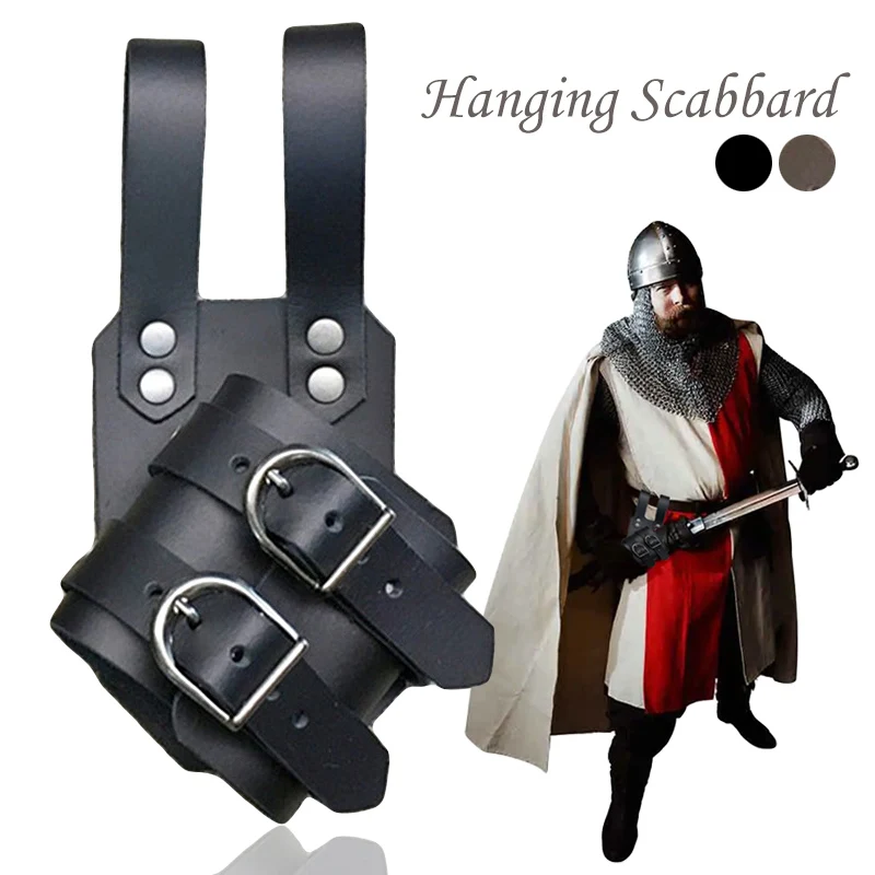 

Medieval Knight Back Scabbard Shoulder Strap Sword Holder Sheath Scabbard Frog PU Leather Kit Gear Weapon LARP Costume Props