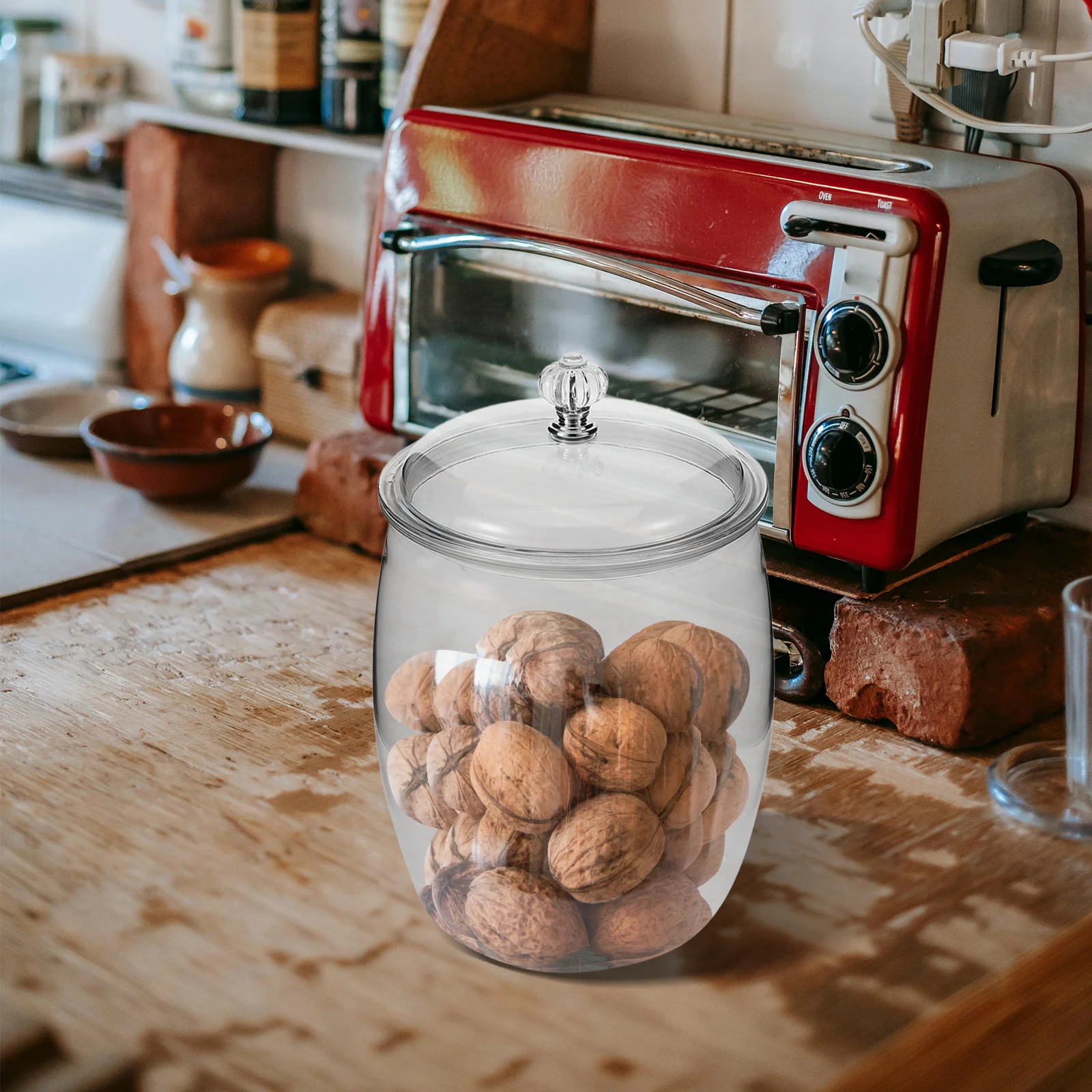 

Candy Cookie Jar Clear Plastic Airtight Storage Container For Tea Coffee Sugar Cereals Dried Fruit Kitchen Canisters
