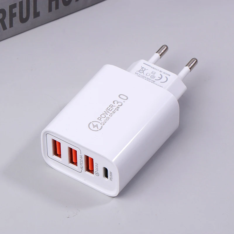 20W PD 4 Ports USB 5V4A Charge Power Adapter Mobile Phone Charger QC3.0 Charging EU/US Plug Outlet Travel Charger 110V 220V