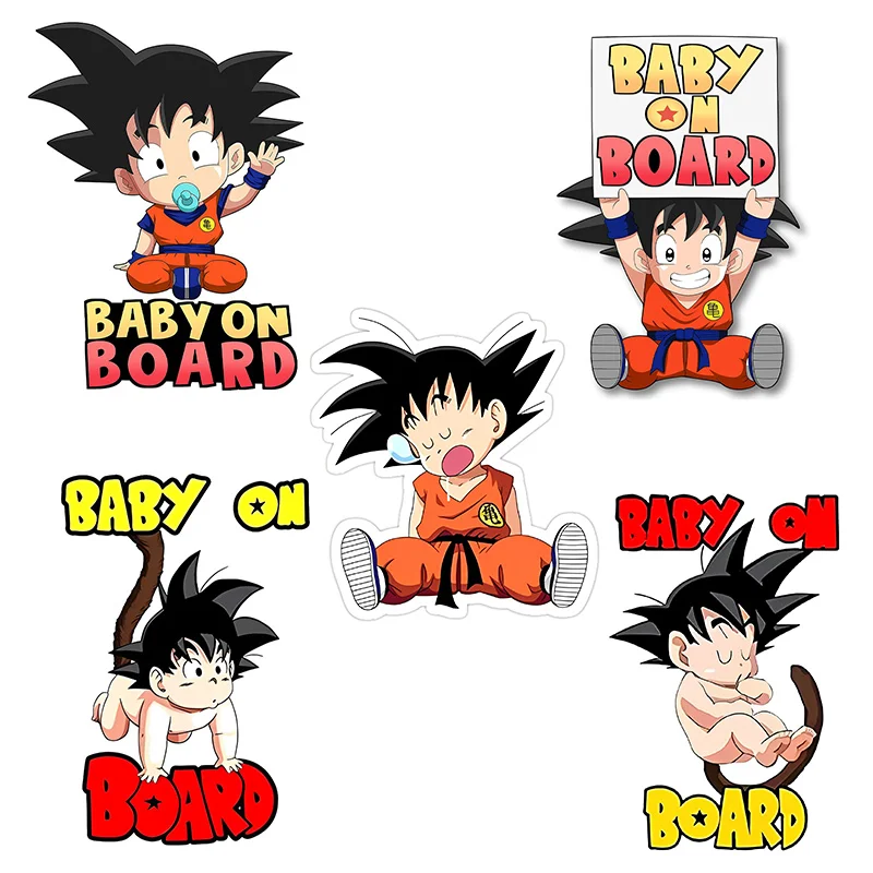 Super Cute Anime Dragon Ball Baby on Board Sticker Waterproof Sunscreen PVC Decal for Bumper Cars Window Sticker