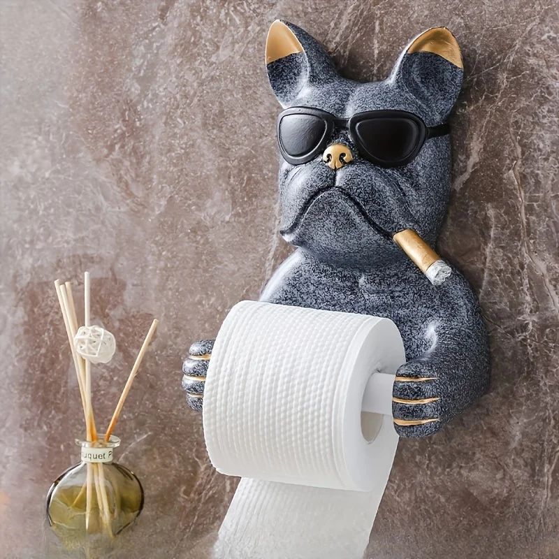 Home decoration 1Pc Adhesive Wall Mount Toilet Paper Holders Dogs Toilet Roll Holder Resin Roll Paper Holder Bathroom Home Apart