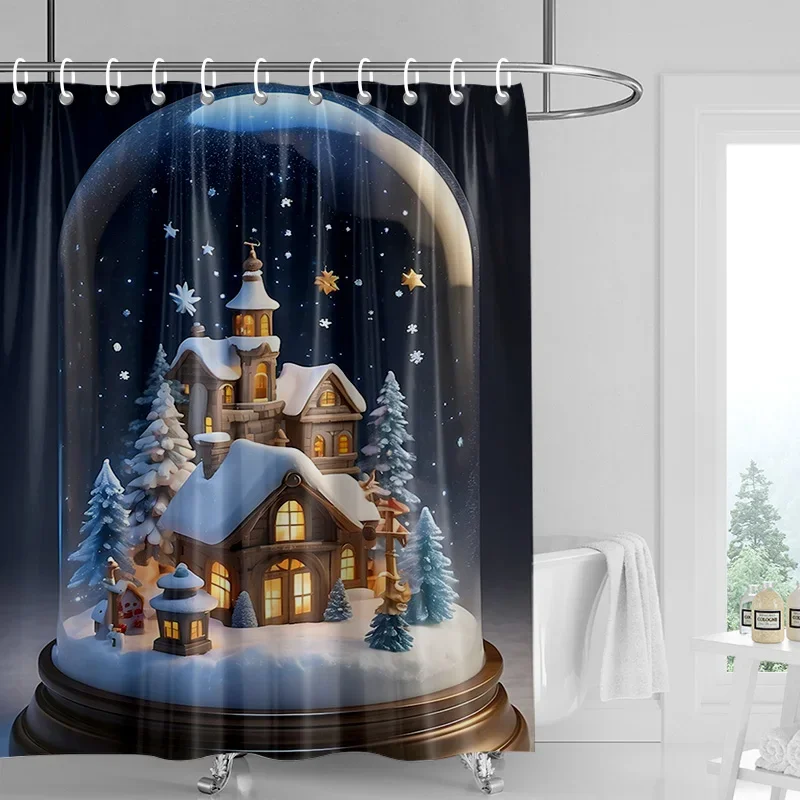 Home decoration shower curtains for bathroom waterproof curtain fabric Modern Nordic style Living Room Merry Christmas winter