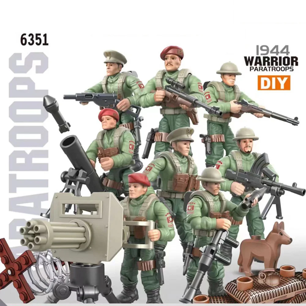 1944 World War Britain Paratrooper Military Mega Block Ww2 1:36 Scale Army Figure Operation Market Garden Build Brick Weapon Toy