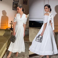 Jiayigong-vestido de noche de manga larga con cuello en V, traje drapeado, plisado, fruncido, línea A, a medida, para ocasiones, alta calidad