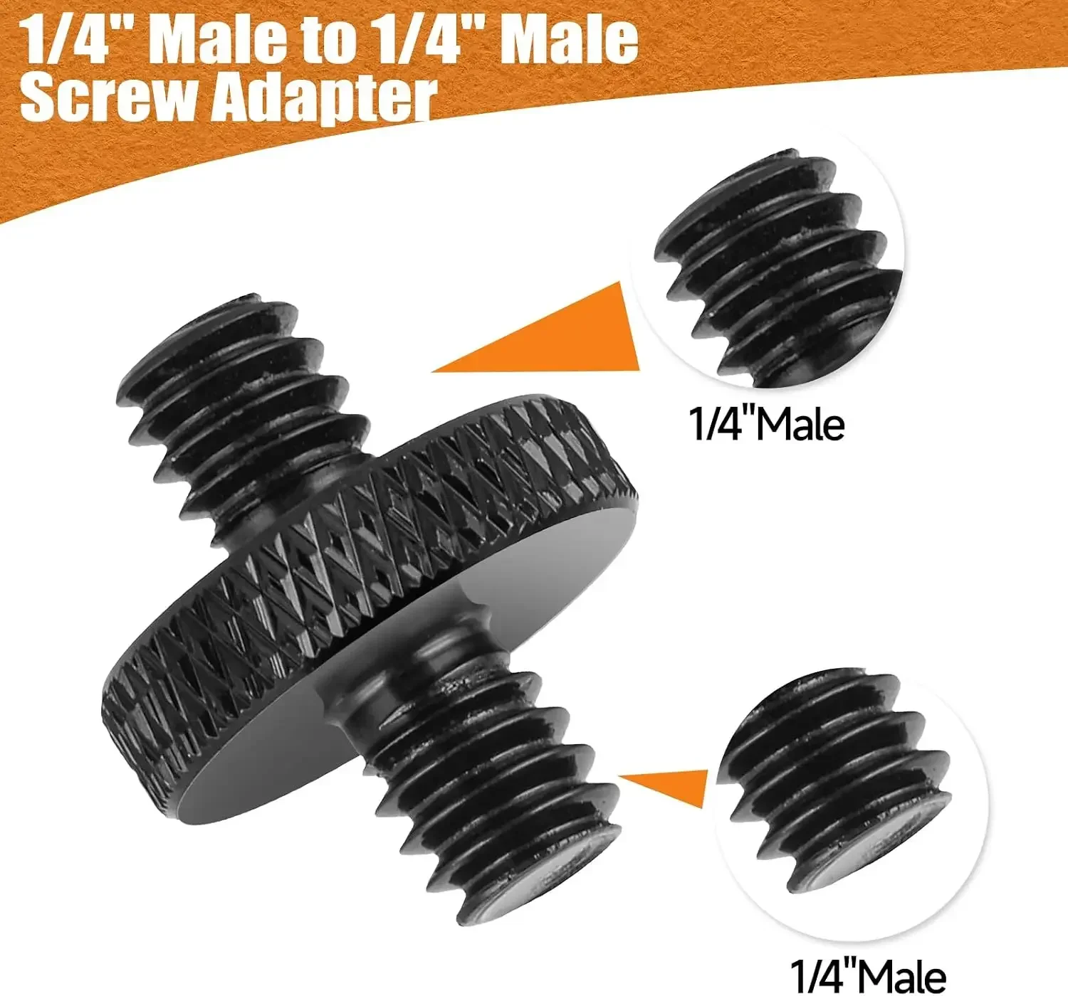 1-8Pcs 1/4 Male to 1/4 Male Threaded Tripod Screw Adapter for DSLR Mic Stand Camera Cage & Shoulder Mount Alloy 1/4'' Screws