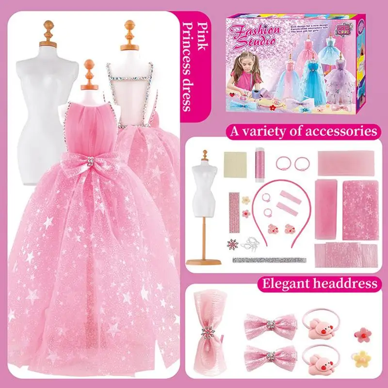 Doll Clothing Design Kit Children Pretend Cute Playset Enhance Hands-On Ability Colorful Fashion Design Kit for 11.5-Inch Dolls