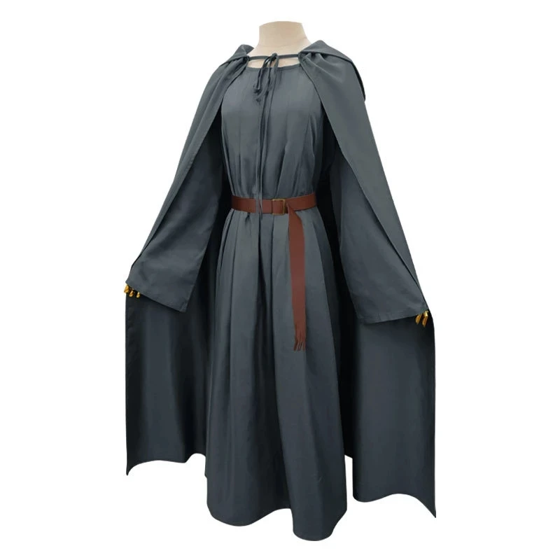 Movie Gandalf Cosplay Costume Men Sorcerer Uniform Thin Cotton and Linen Cape Hat Suit Halloweeen Carnival Performance Costumes