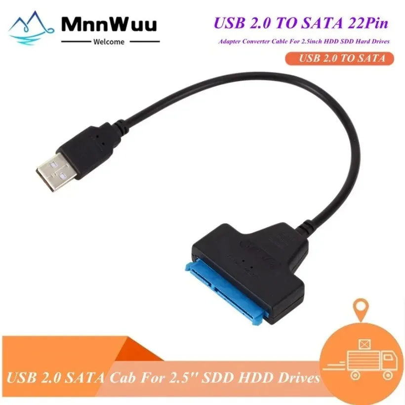 

MnnWuu USB SATA Cable Sata To USB 2.0 Adapter Adapter Cable Support 2.5 Inches Ssd Hdd Hard Drive Plug and Play USB SATA Cable