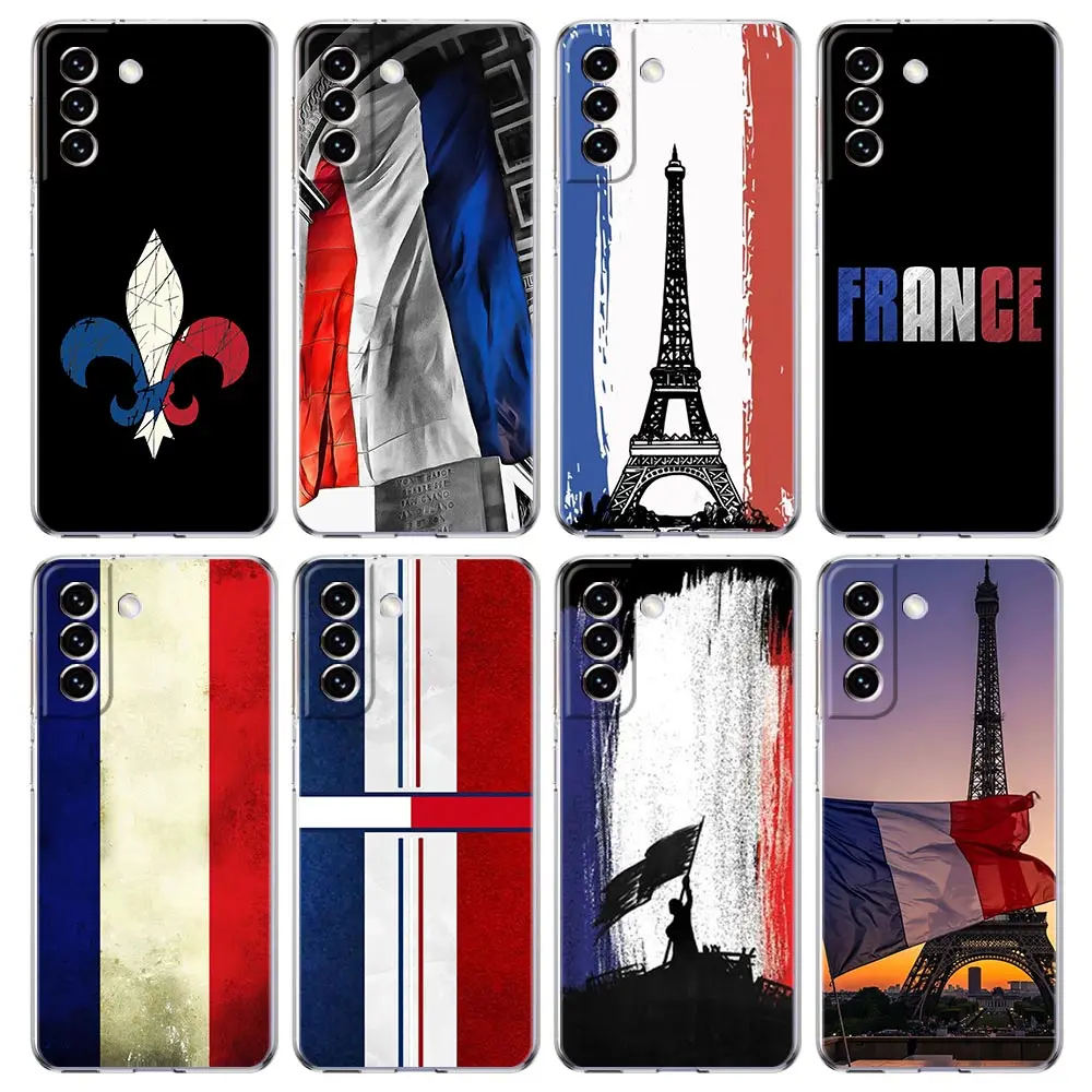 Phone Case For Samsung Galaxy S25 Edge S24 Plus S23 FE S22 S21 S20 Ultra 5G S10 Soft Clear Cover France flag