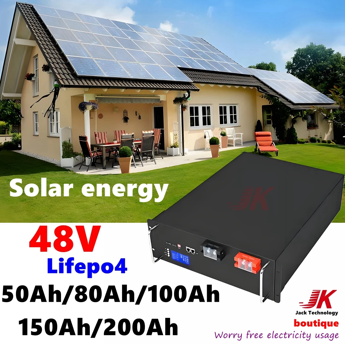 

JK 48V 50Ah 100AH 120Ah 150Ah 200Ah Lifepo4 lithium battery lifepo bluetooth for solar system hybrid inverter 2000W 5000W 10KW