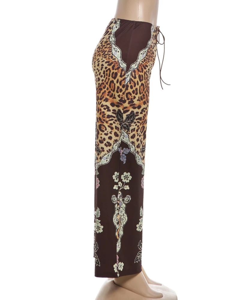 Weird Puss Fashion Hose mit Leoparden-Blumenmuster für Damen, Hottie-Trend, Kordelzug, Mitternachtsparty, Streetwear, Herbst, schicke Alltagsunterhose – Detail 4