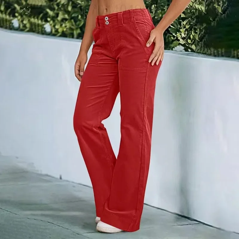 

Fashionable And Versatile Button Trousers, Office Commuting, Sports And Fitness Casual Trousers Womens Pants Abbigliamento Donna