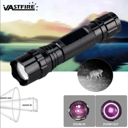 IR 850nm Lamp Professional Night Vision Hunting Torch Tactical Infrared Radiation  Zoomable  Focus Outdoor Waterproof Flashlight